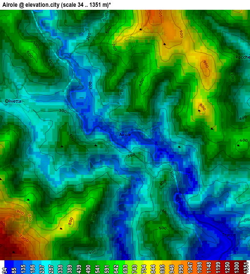 Airole elevation map