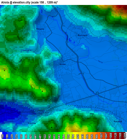 Airola elevation map