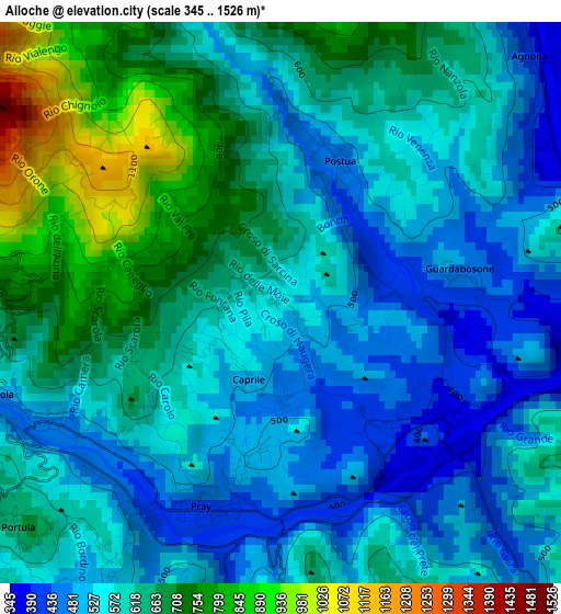 Ailoche elevation map