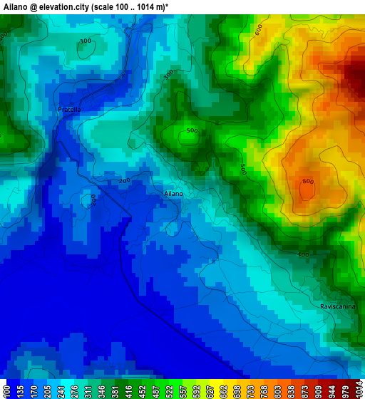 Ailano elevation map