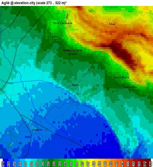 Agliè elevation map