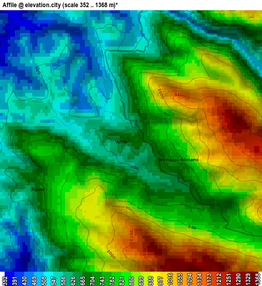 Affile elevation map