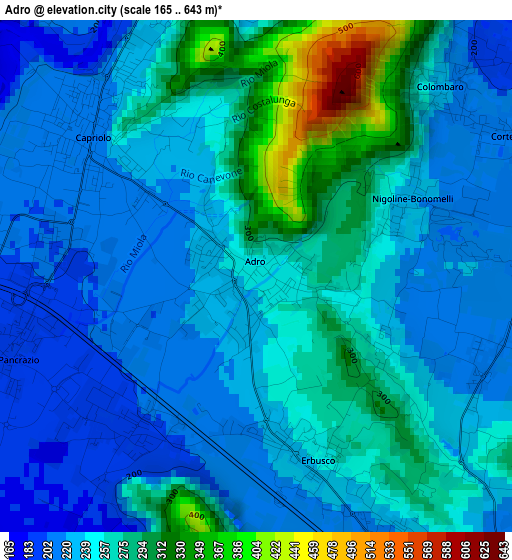 Adro elevation map