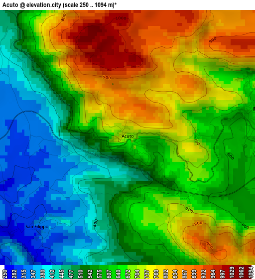 Acuto elevation map