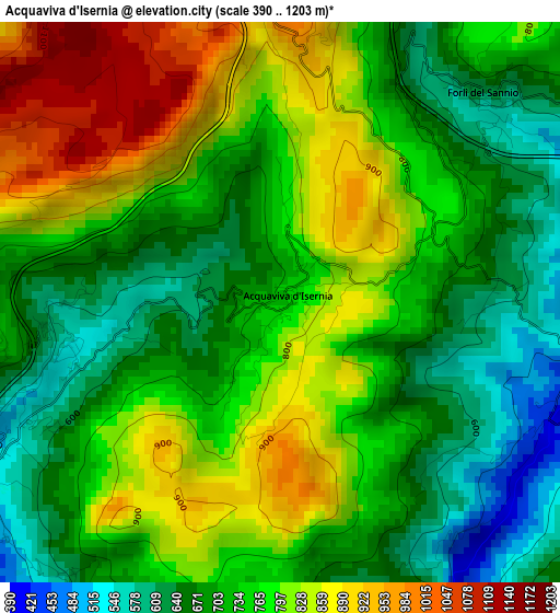 Acquaviva d'Isernia elevation map