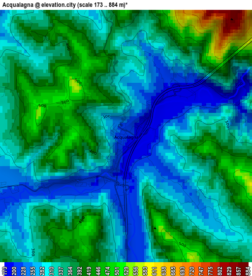 Acqualagna elevation map