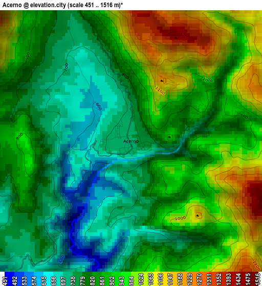 Acerno elevation map