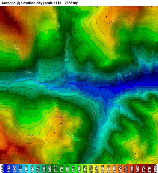 Acceglio elevation map