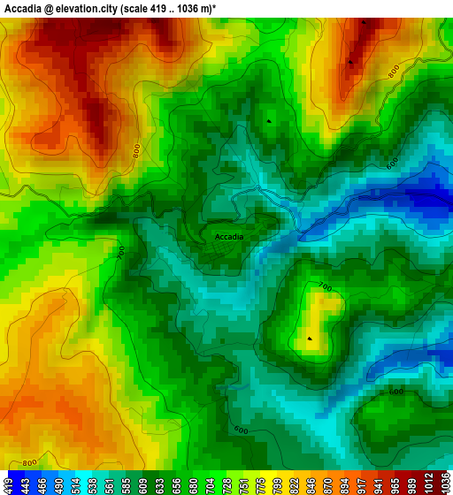 Accadia elevation map