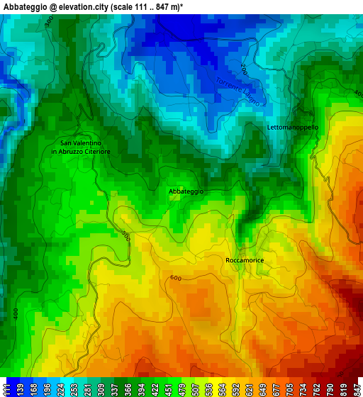 Abbateggio elevation map