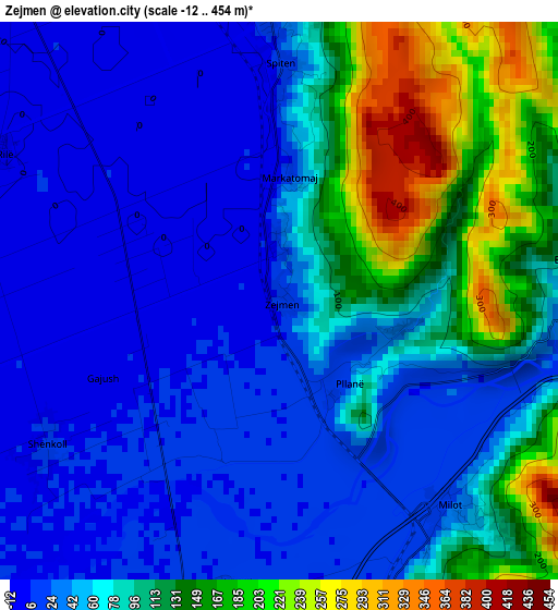 Zejmen elevation map