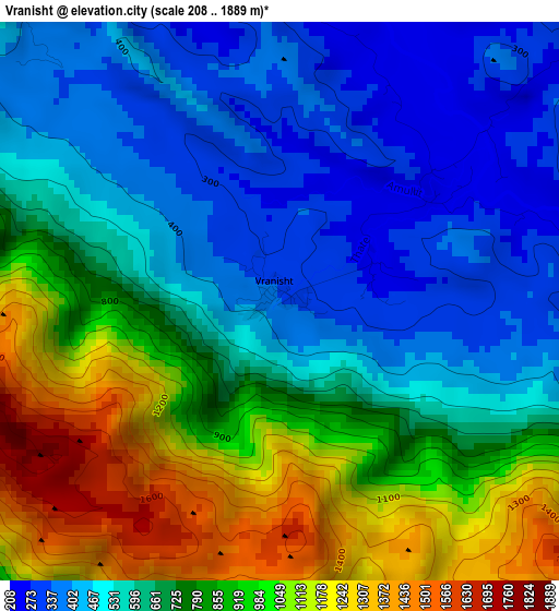 Vranisht elevation map