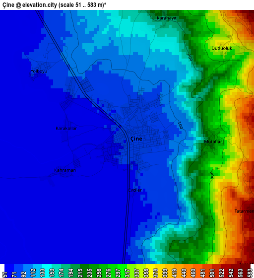 Çine elevation map