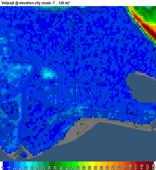 Velipojë elevation map