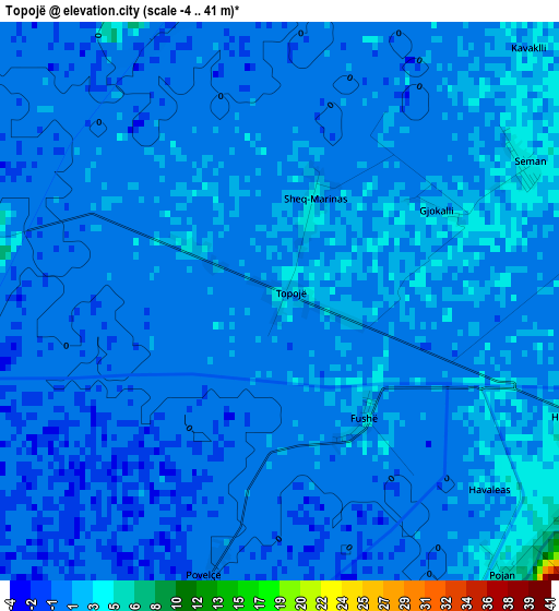 Topojë elevation map