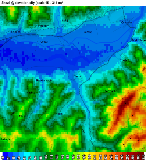 Shezë elevation map