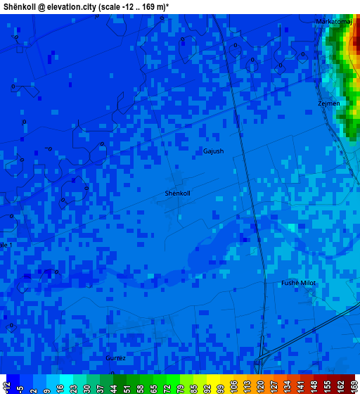 Shënkoll elevation map