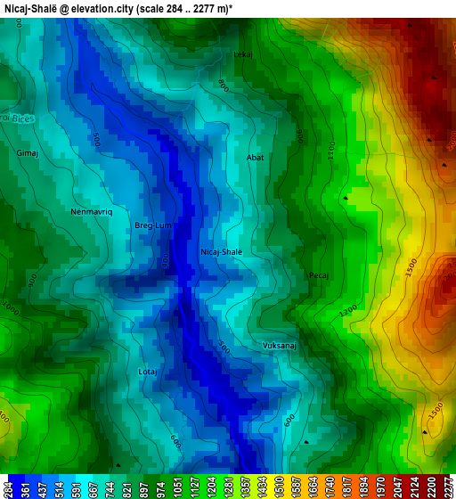 Nicaj-Shalë elevation map