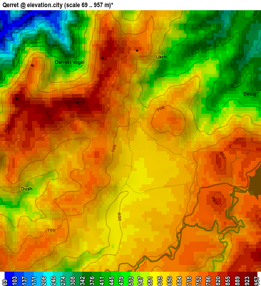 Qerret elevation map