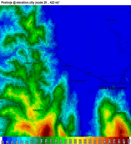 Poshnje elevation map