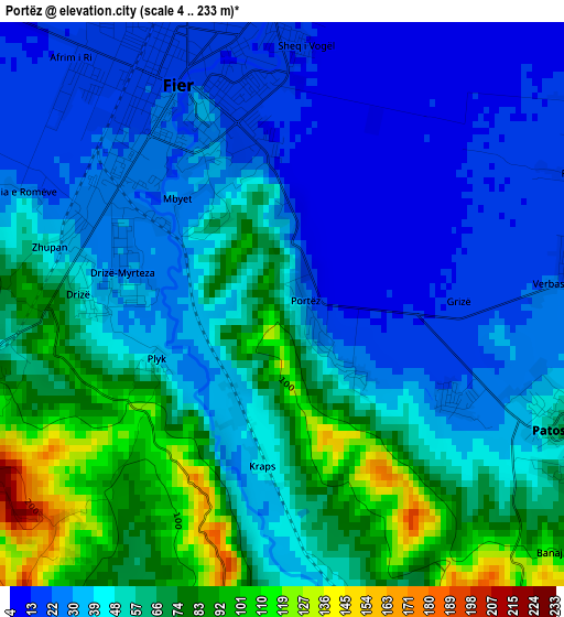 Portëz elevation map