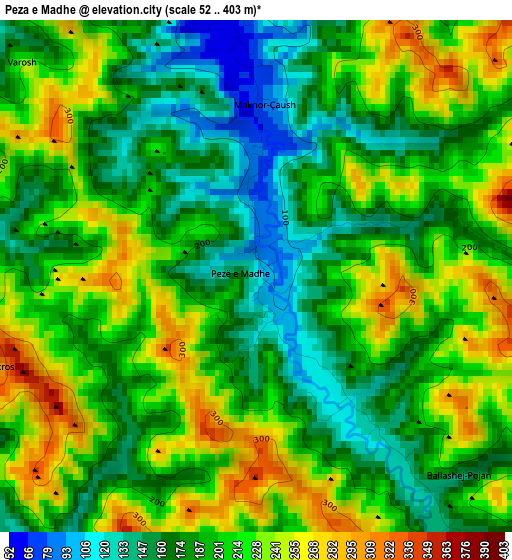 Peza e Madhe elevation map