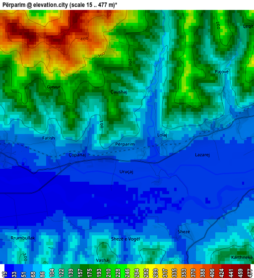 Përparim elevation map