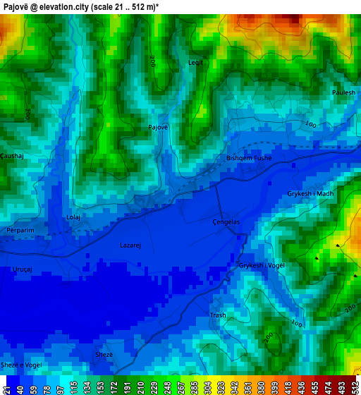 Pajovë elevation map