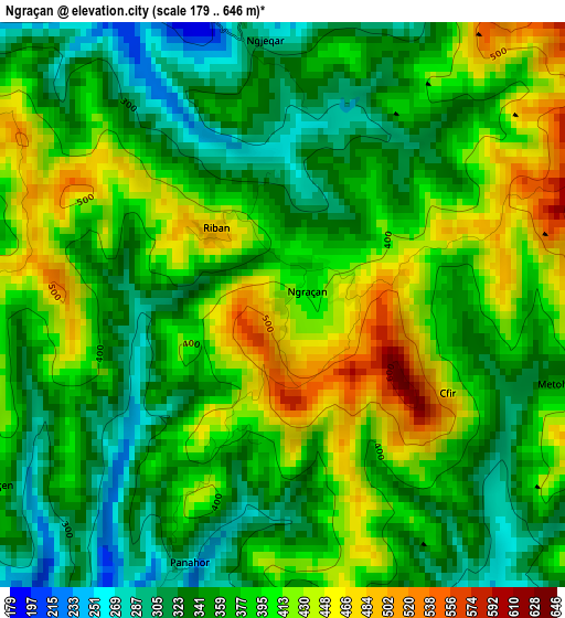 Ngraçan elevation map