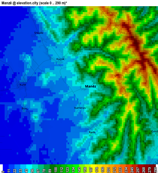 Manzë elevation map