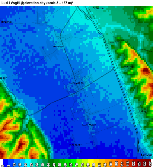 Luzi i Vogël elevation map