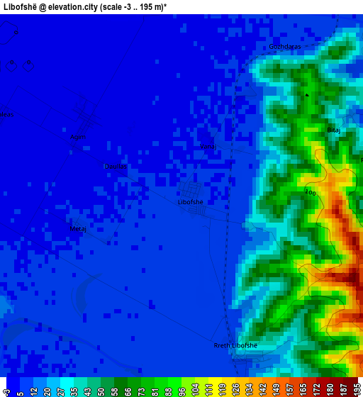 Libofshë elevation map