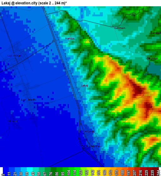 Lekaj elevation map