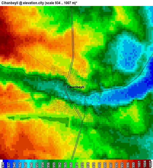 Cihanbeyli elevation map