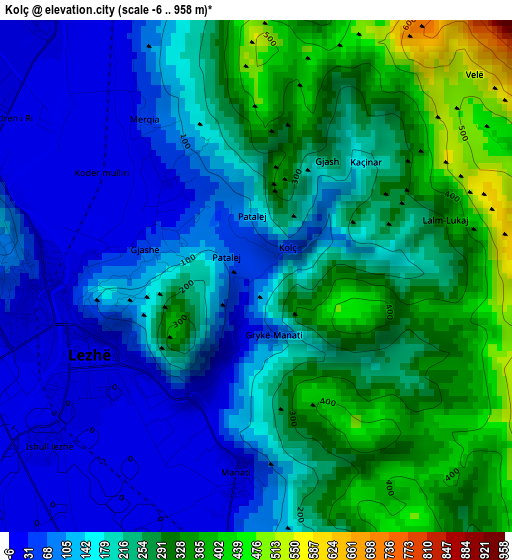 Kolç elevation map