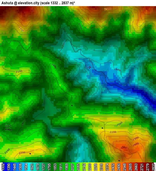 Ashuta elevation map