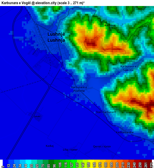 Karbunara e Vogël elevation map