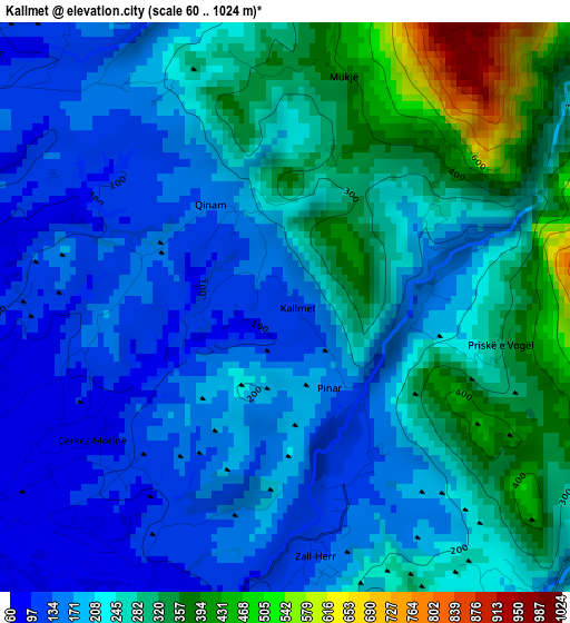 Kallmet elevation map