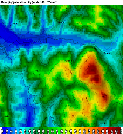 Kalenjë elevation map