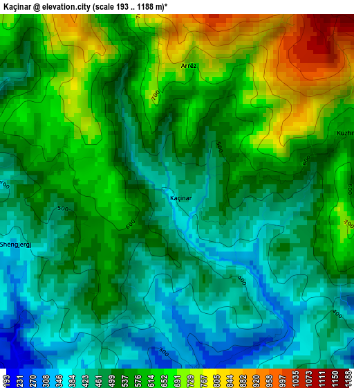 Kaçinar elevation map