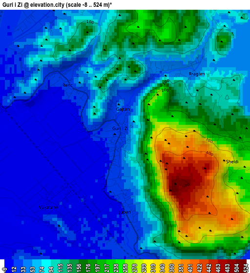 Guri i Zi elevation map