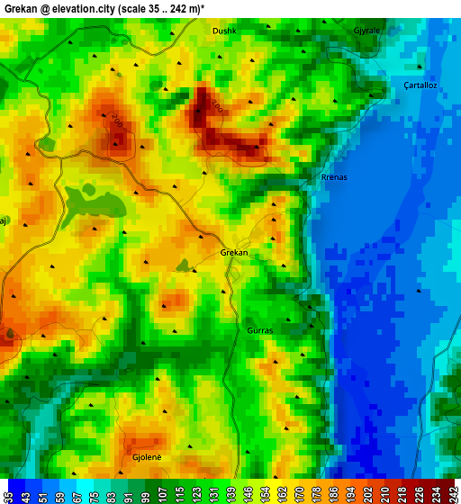 Grekan elevation map