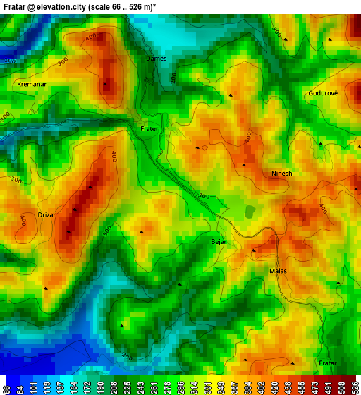 Fratar elevation map