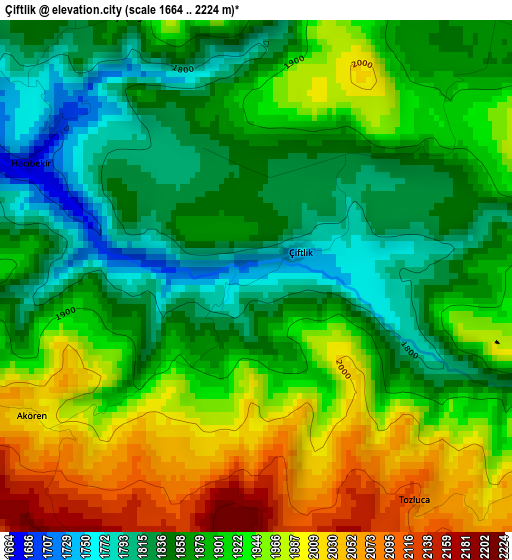 Çiftlik elevation map