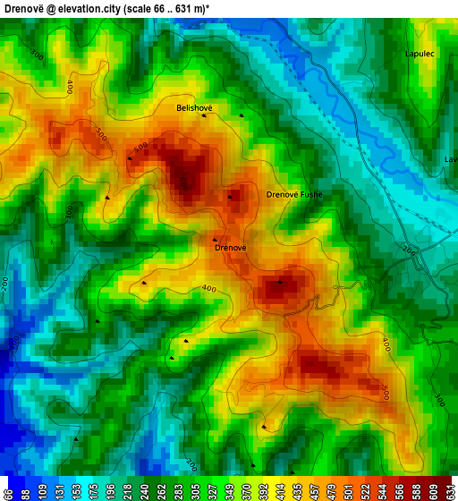 Drenovë elevation map