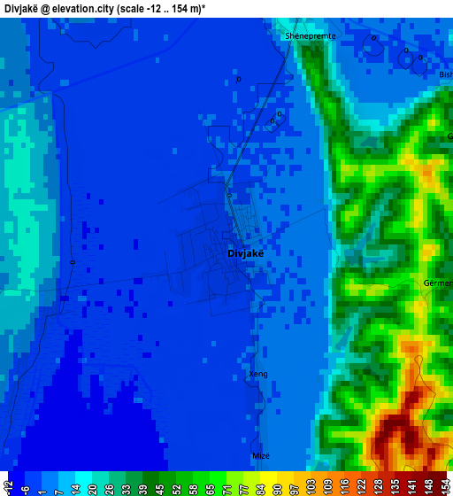 Divjakë elevation map