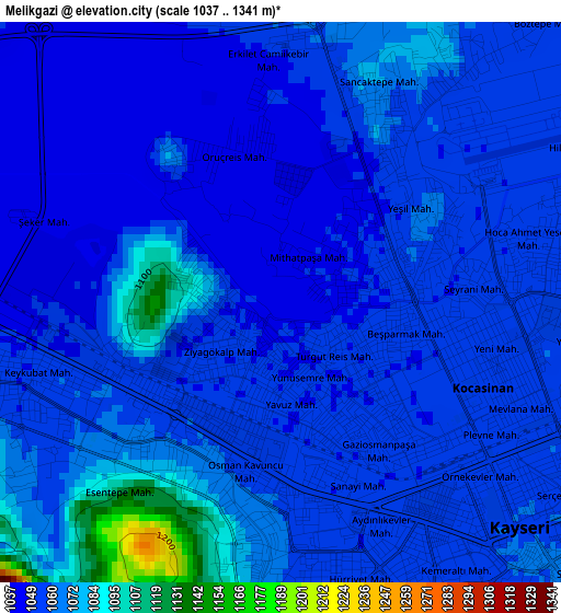 Melikgazi elevation map