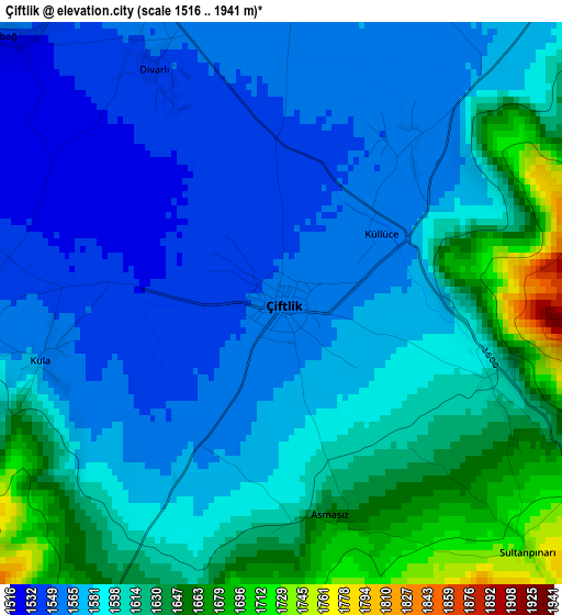 Çiftlik elevation map