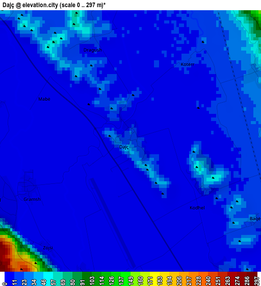 Dajç elevation map