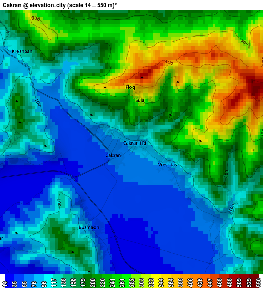 Cakran elevation map